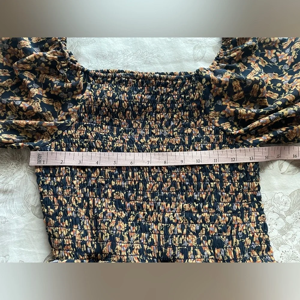 Baltic Born‎ Manchester Navy Ditsy Floral Smocked Midi Dress Small Cottagecore - Picture 8 of 9